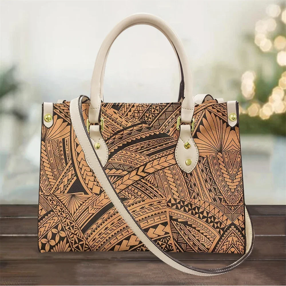 Leatherwork Tattoo - ポリネシア サモア タトゥー プリント トートバッグ 女性用
