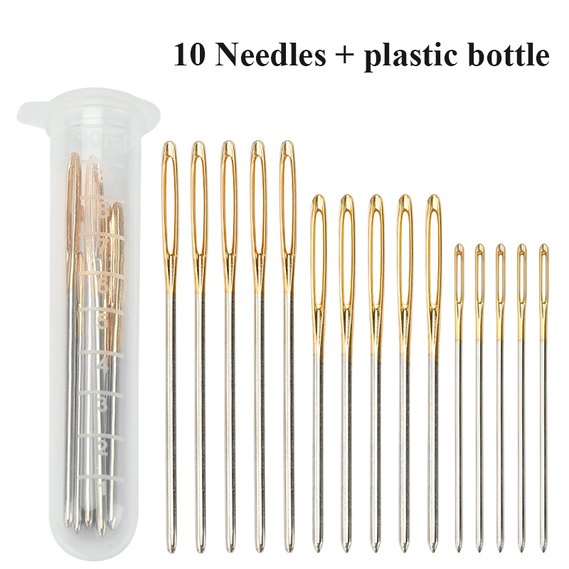 Leatherwork Needles - 10 ピース/セットラージアイブラントステンレス鋼糸編み針革ミシン針ハンド縫製ツール