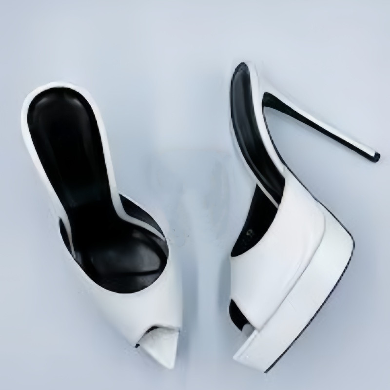 Leather Work Heels - MKKHOU ファッションパンプス新高品質手作りカスタム靴セクシーな魚の口の靴厚底ハイヒールサンダル女性の靴
