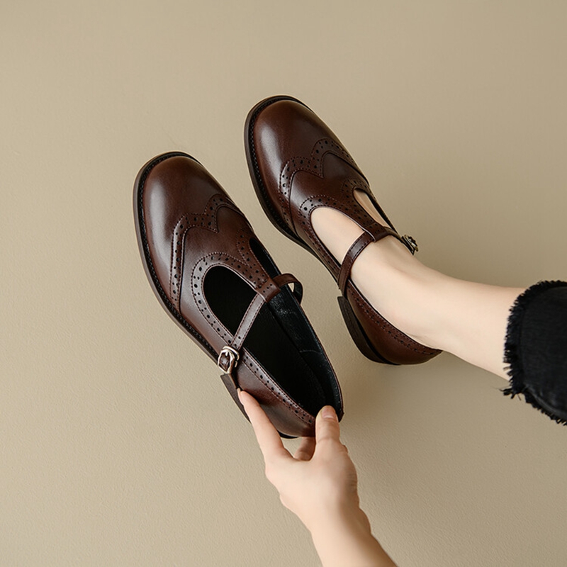 女性のためのスプリットレザーシューズ,ラウンドトゥマリアの靴 - Leather Work Heels のレビューと価格