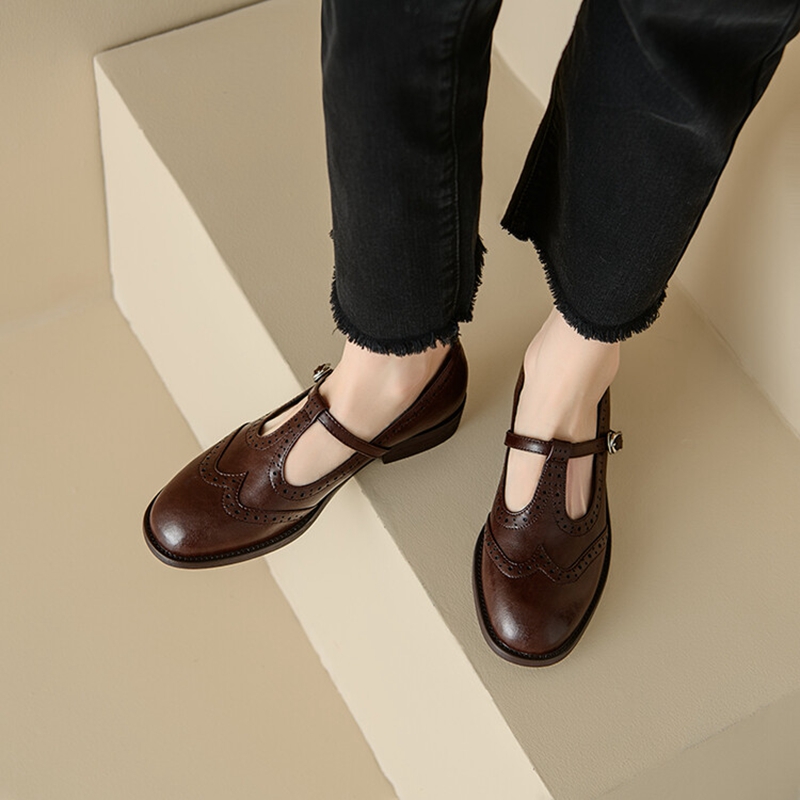 女性のためのスプリットレザーシューズ,ラウンドトゥマリアの靴 - Leather Work Heels のレビューと価格
