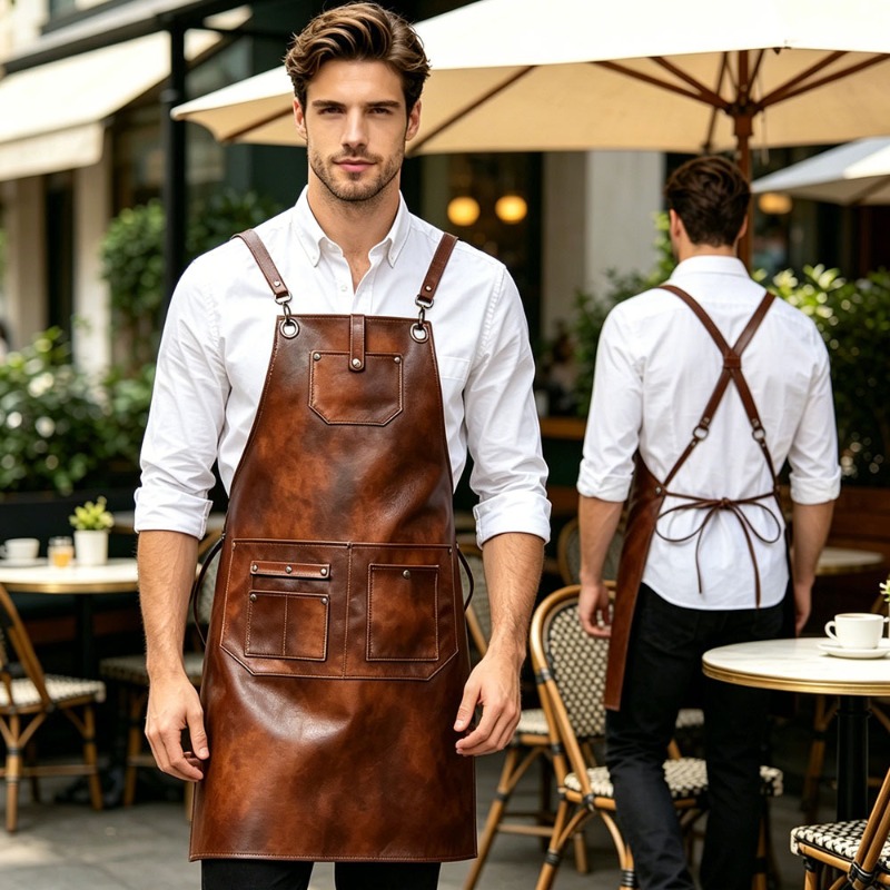 高品質でシンプルなレトロ調の新しい作業着。PUレザー製で、防 - Leatherwork Apron のレビューと価格