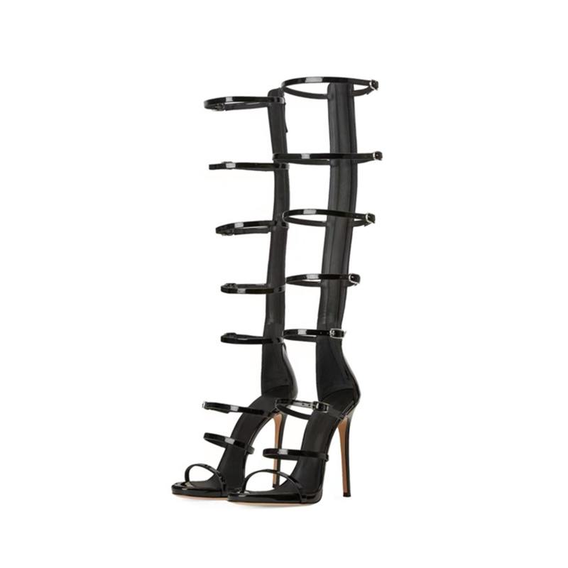 夏の女性用クールブーツ新作2026セクシー10cmハイヒール - Leather Work Heels のレビューと価格
